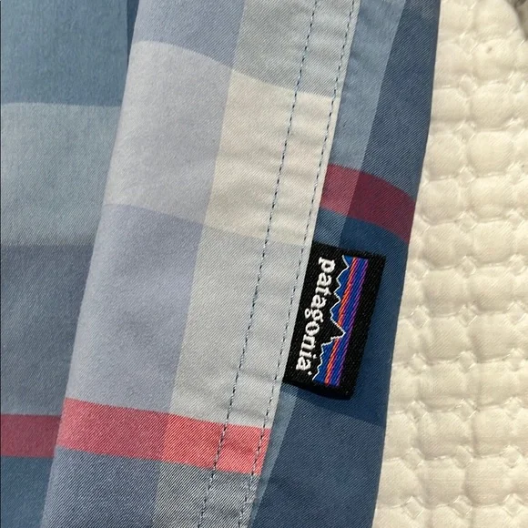Patagonia Blue and Red Casual Button Down Shirt